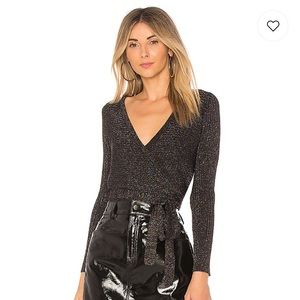 Revolve By the Way Mary Lurex Wrap Sweater